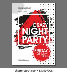 Crazy Night Party Vector Flyer Template - EPS10 Design. 