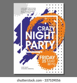 Crazy Night Party Vector Flyer Template - EPS10 Design. 