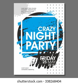 Crazy Night Party Vector Flyer Template - EPS10 Design.