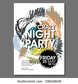 Crazy Night Party Vector Flyer Template - EPS10 Design.