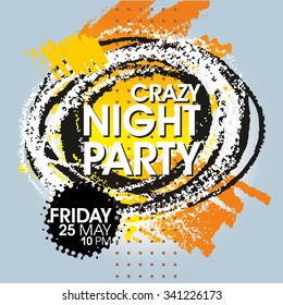 Crazy Night Party Vector Flyer Template - EPS10 Design.