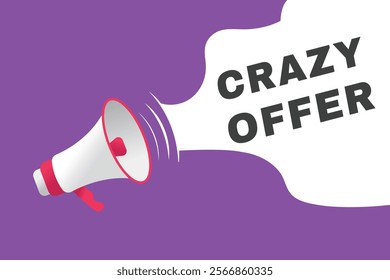 Crazy offer banner modern sign Vector speech bubble design. Web element or tag with megaphone.