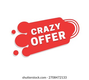 Oferta loca, etiqueta roja de Anuncio elegante y moderno, concepto de marketing. Elementos para el Web