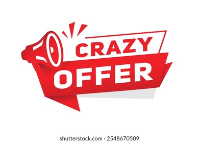 Crazy oferta banner, assinar anúncio vetor ilustração design com megaphone. web elemento ou modelo de design.