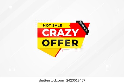 Crazy Offer Sale Background. Sale banner design template. Vector illustration. Market promotion banner and crazy discount announcement background vector illustration.