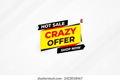 Crazy Offer Sale Background. Sale banner design template. Vector illustration. Market promotion banner and crazy discount announcement background vector illustration.