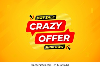 Crazy Offer Sale Background. Sale banner design template. Vector illustration. Market promotion banner and crazy discount announcement background vector illustration