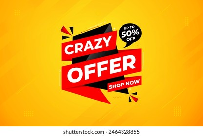 Crazy Angebot Verkauf Hintergrund. Sale Banner Design Vorlage. Vektorillustration. Market Promotion Banner und verrückte Rabatt Ankündigung Hintergrund Vektorillustration.