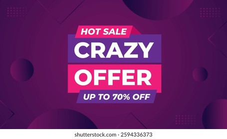 Crazy Offer Sale Background. Sale banner design template. Vector illustration. Market promotion banner and crazy discount announcement background vector illustration