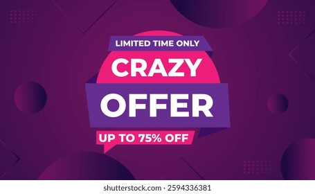 Crazy Offer Sale Background. Sale banner design template. Vector illustration. Market promotion banner and crazy discount announcement background vector illustration