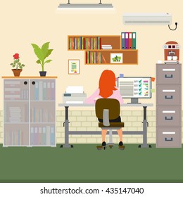 crazy office. working atmosphere in the office. coordinated work in friendly team in the office. modern office. vector illustration. open space office building with working people. open office.