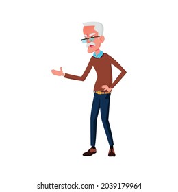 crazy old man shouting at pharmacy store worker cartoon vector. crazy old man shouting at pharmacy store worker character. isolated flat cartoon illustration