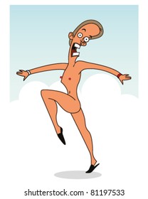 Crazy old man skipping
