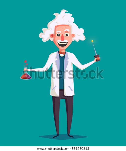 Crazy Old Scientist Funny Character Cartoon Stock Vector (Royalty Free ...