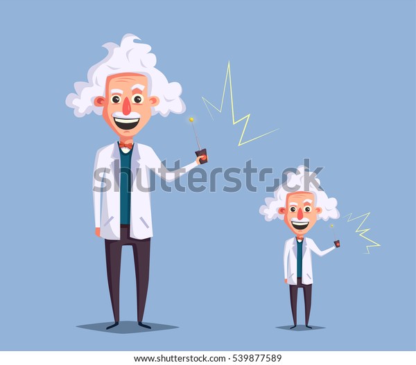 Crazy Old Scientist Funny Character Cartoon Stock Vector (Royalty Free