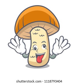 Crazy orange cap boletus mushroom mascot cartoon