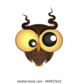 crazy owl with big eyes vector illustration