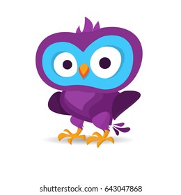 Crazy owl cute cartoon vector illustration on white background