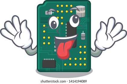 Crazy PCB circuit board in the cartoon