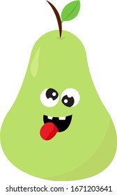 Crazy pear, illustration, vector on white background.