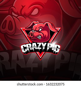 Crazy Pig Esport Mascot Logo Design