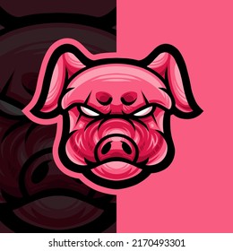 Crazy Pig, Wild Boar E-Sport Mascot Logo Design, Mascot, and Emblem Template Isolated Vector. Illustration Logo. Suitable for Game, Streamer, and E-Sport Team.