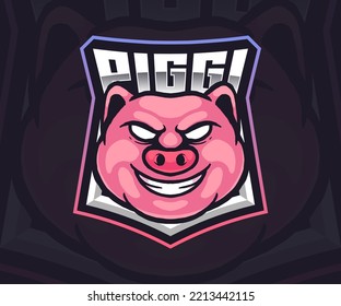 Crazy Pig, Wild Boar E-Sport Mascot Logo Design, Mascot, and Emblem Template Isolated Vector. Illustration Logo.