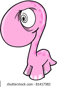 Crazy Pink Dinosaur Vector Illustration