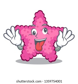 Crazy pink starfish animal on mascot sand