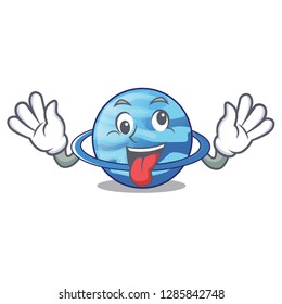 Crazy planet uranus above the sky cartoon