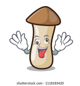 Crazy pleurotus erynggi mushroom mascot cartoon