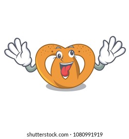 Crazy pretzel mascot cartoon style