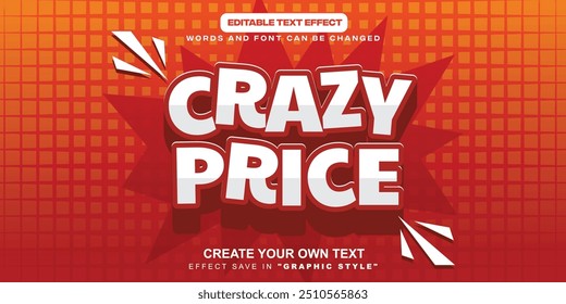 Modelo de efeito de texto editável do Crazy Price 3d