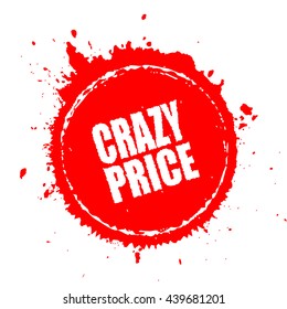 Crazy price splash icon vector illustration isolated on white background