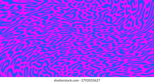 Crazy psychedelic neon blue and violet pattern in vaporwave style. Abstract vector hypnotic background with 3d torus.