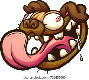 Crazy pug head. Vector clip art illustration with simple gradients. All in a single layer. 