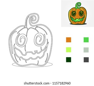 Crazy pumpkin coloring book page for kids  Black   white outlines   reference image 