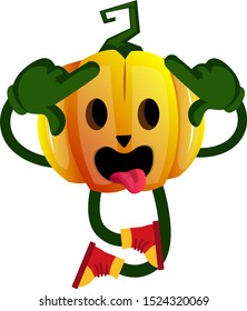 Crazy pumpkin, illustration, vector on white background.