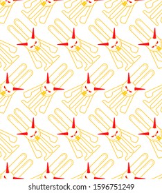 Crazy Rabbit background. Angry hare pattern seamless. Devil bunny texture. Mad animal ornament. Vector illustration