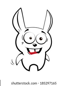 Crazy Rabbit Cartoon. Sketch Rabbit