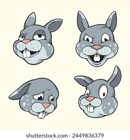 crazy rabbit design vector art