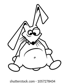 crazy rabbit logo. Black and white. vector illustration.