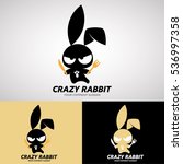 Crazy Rabbit Logo Design in Cute Style for Creative Business, Pet Shop, Animal Food Shop and Store. Vector Logo Template.