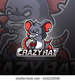 Crazy Rat Esport Mascot Logo Design