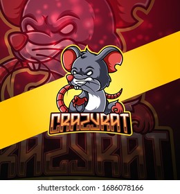 Crazy rat esport mascot logo design