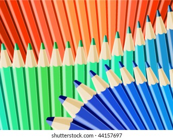 Crazy red, blue and green pencils