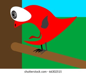 Crazy red hot birds in vector