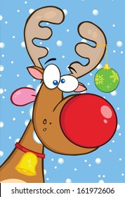 Crazy Reindeer With Christmas Ball