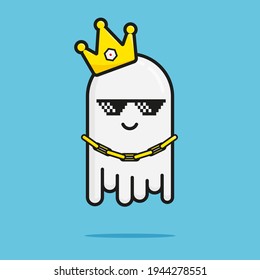 Crazy rich cute ghost vector . Editable Ghost vector for for graphic design needs