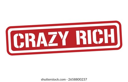 CRAZY RICH Vector de texto de sello rojo, sello de goma